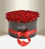 Luxusní květinový box s růžemi černý kulatý