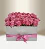 Luxusní květinový box s růžemi stříbrný hranatý