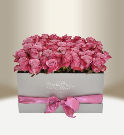 Luxury box with roses floral silver square